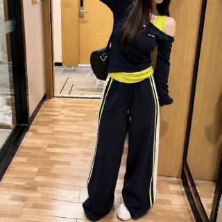 미*** 레이어드 티셔츠 배색 팬츠 세트 (여성)